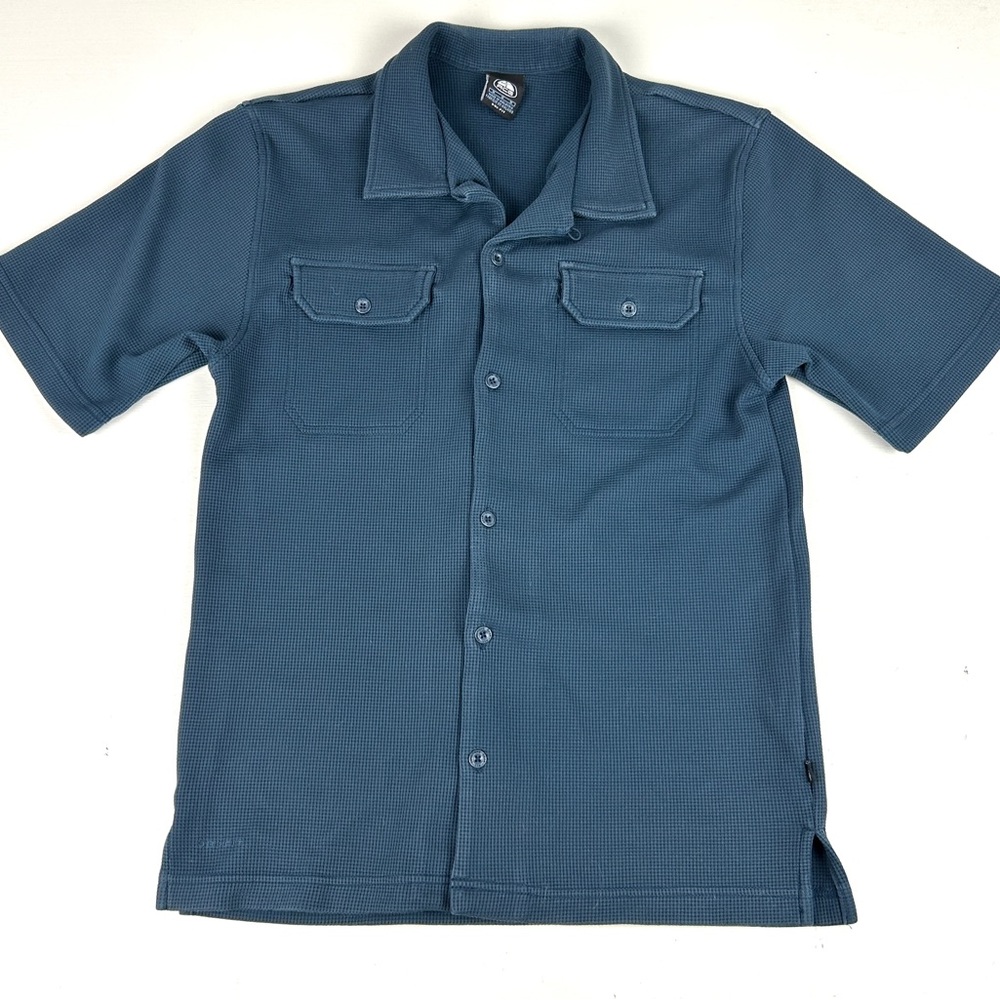 Nike ACG Short Sleeve Button Down Shirt Mens Medium Blue Hiking Outdoors